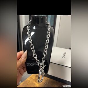 Silver tone toggle necklace new